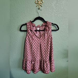 Max Studio Red and White Floral Sleeveless Top